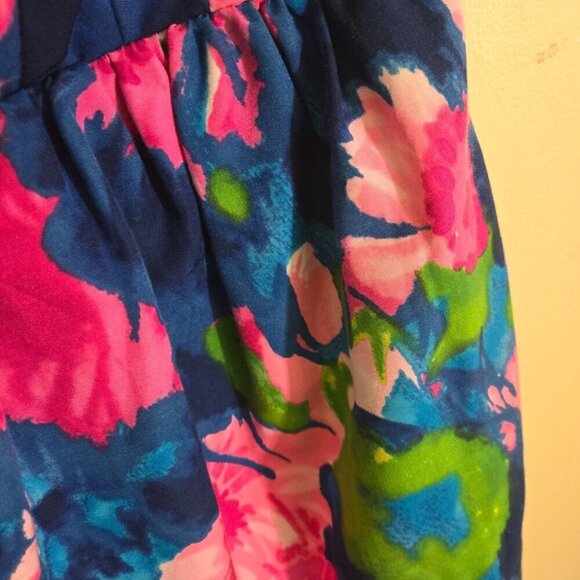 Shoshanna Strapless Mini Dress In Floral Watercolor Silk Blend Pink Blue Size 8 - Picture 5 of 7
